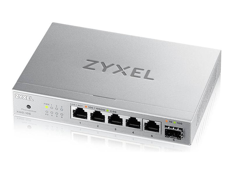 ZYXEL XMG-105 5 Ports 2.5G + 1 SFP+ MultiGig unmanaged Desktop Switch Vorderansicht