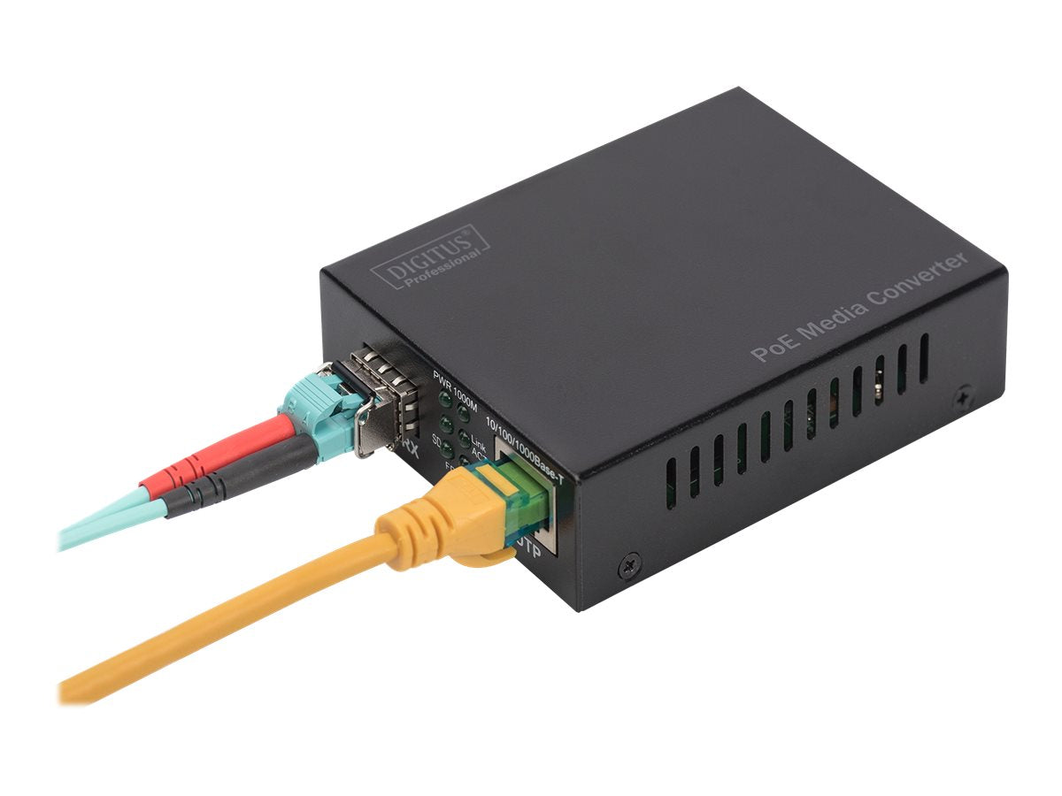 DIGITUS PoE Medienkonverter SFP DN-82140 Rückansicht