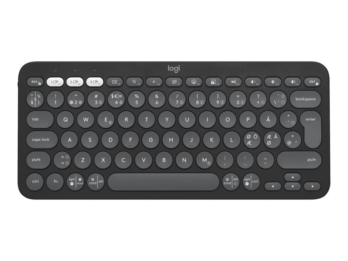 LOGITECH Pebble Keys 2 K380s Keyboard wireless Bluetooth LE QWERTY Nordic Danish/Finnish/Norwegian/Swedish tonal graphite (PAN)