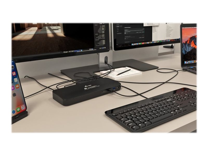 I-TEC Thunderbolt3 Dual 4K Docking Station 2x 4K oder 1x 5K 2x TB3 1x HDMI 1x GLAN 5x USB 3.0 1x SD Kartenleser 1x Audio/Mic 85W PD