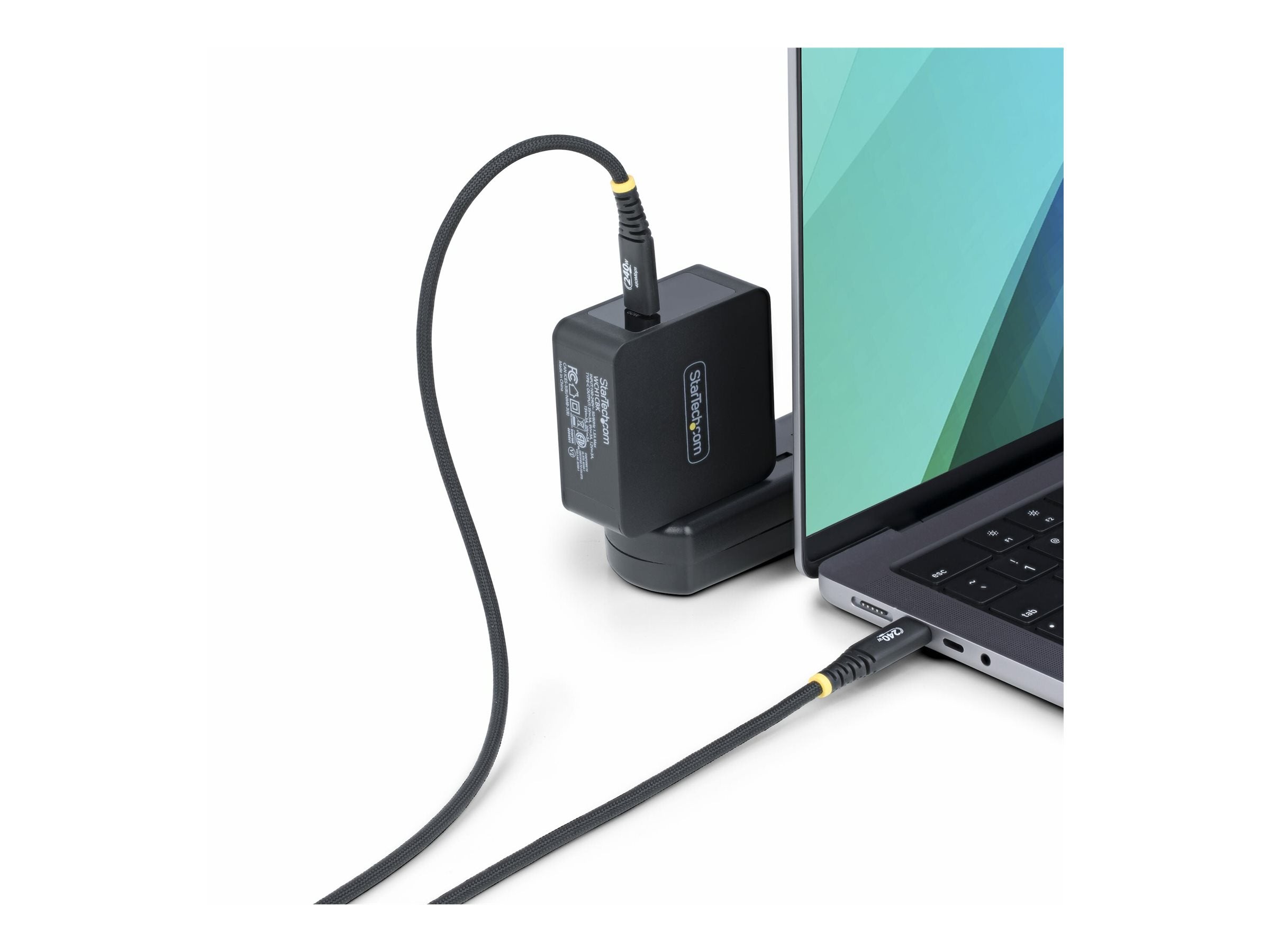 STARTECH.COM 2m USB-C-Ladekabel 240W 5A PD EPR Schnellladekabel Laptop-Ladekabel Nylon Geflochten USB-IF zertifiziert
