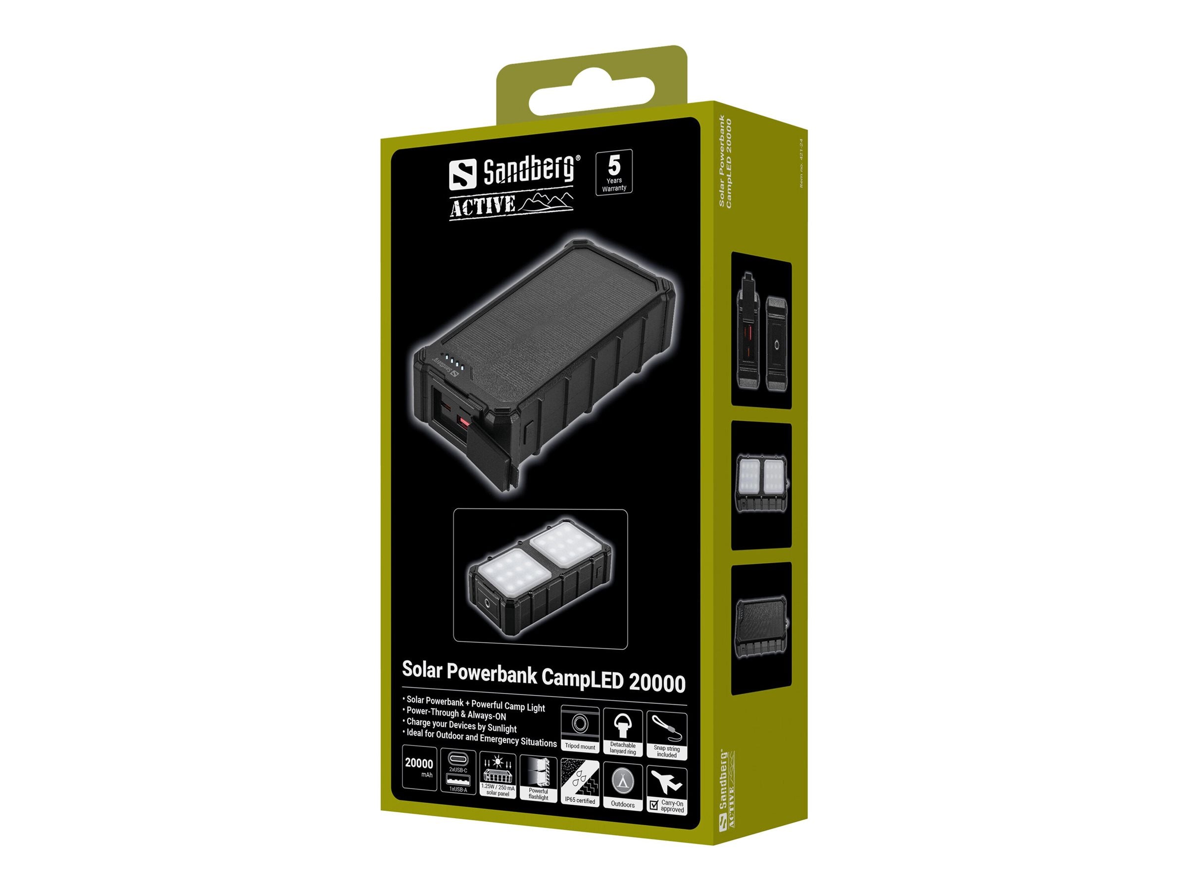 SANDBERG Solar Powerbank CampLED 20000 Vorderansicht