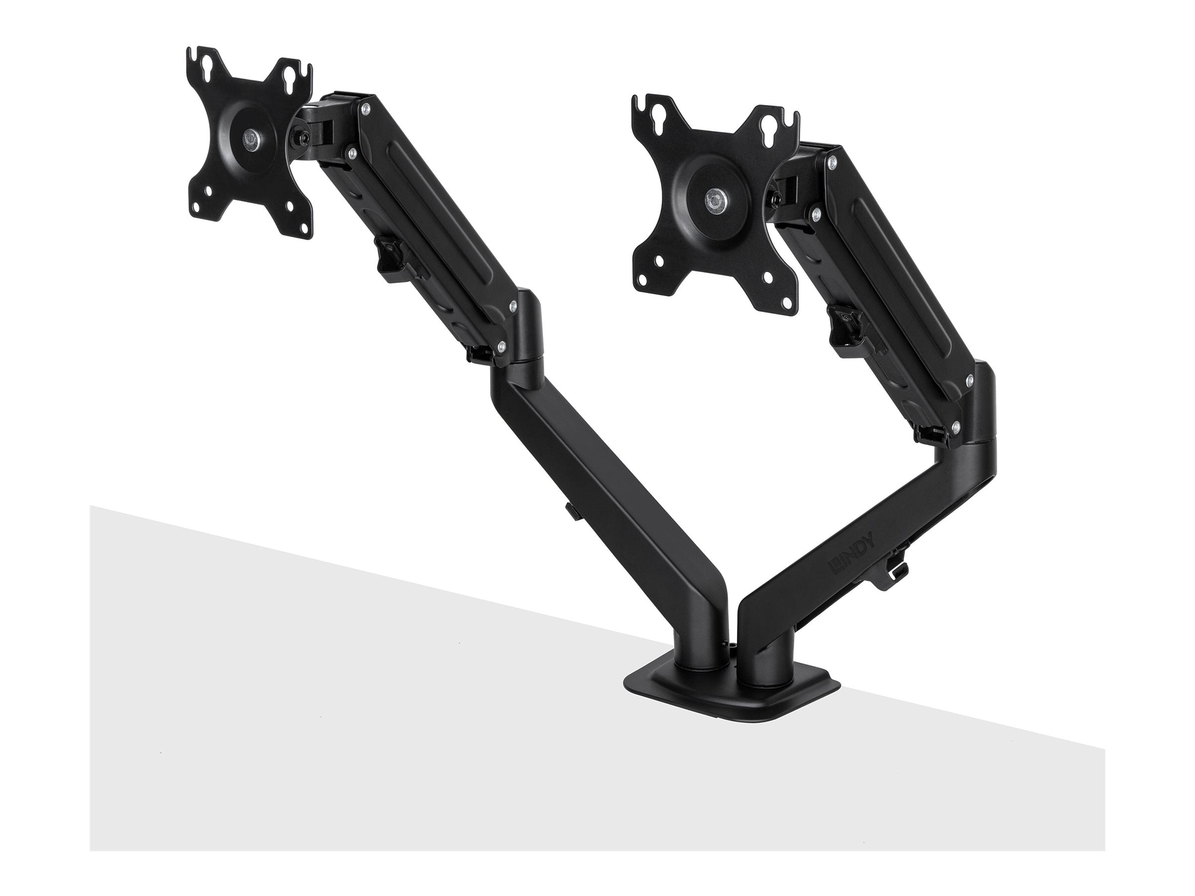 LINDY Dual Mount Desktop Gasfederarm - Schwarz Vorderansicht