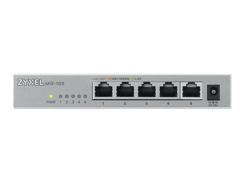 ZYXEL MG-105 5 Port 2,5G MultiGig Switch nicht verwaltet - Detailansicht der Ports
