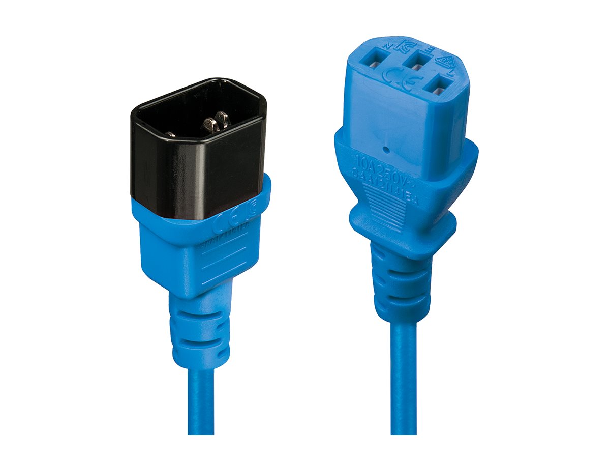 LINDY 1m IEC Verlängerung blau - Vorderansicht