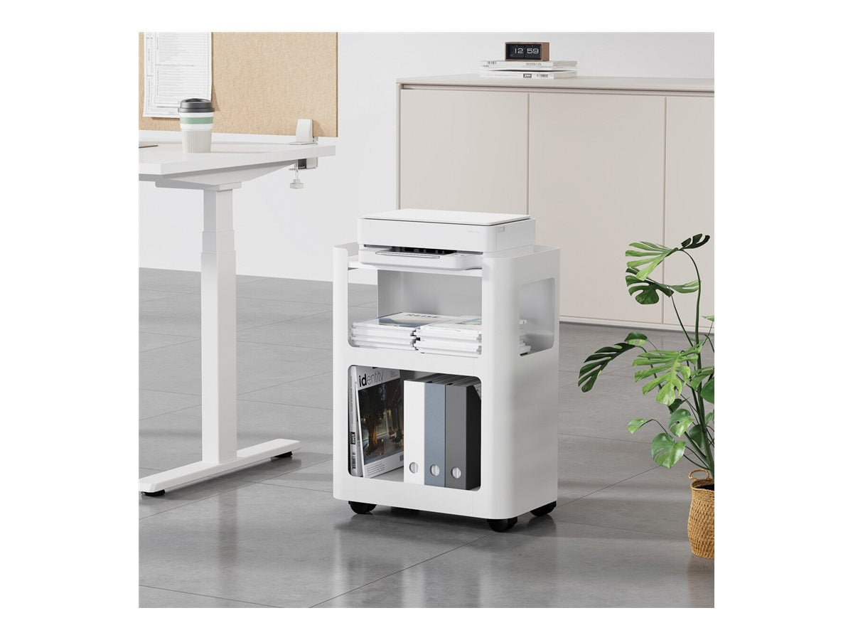 VALUE Mobiler und offener Schrank weiss - Detailansicht der Rollen