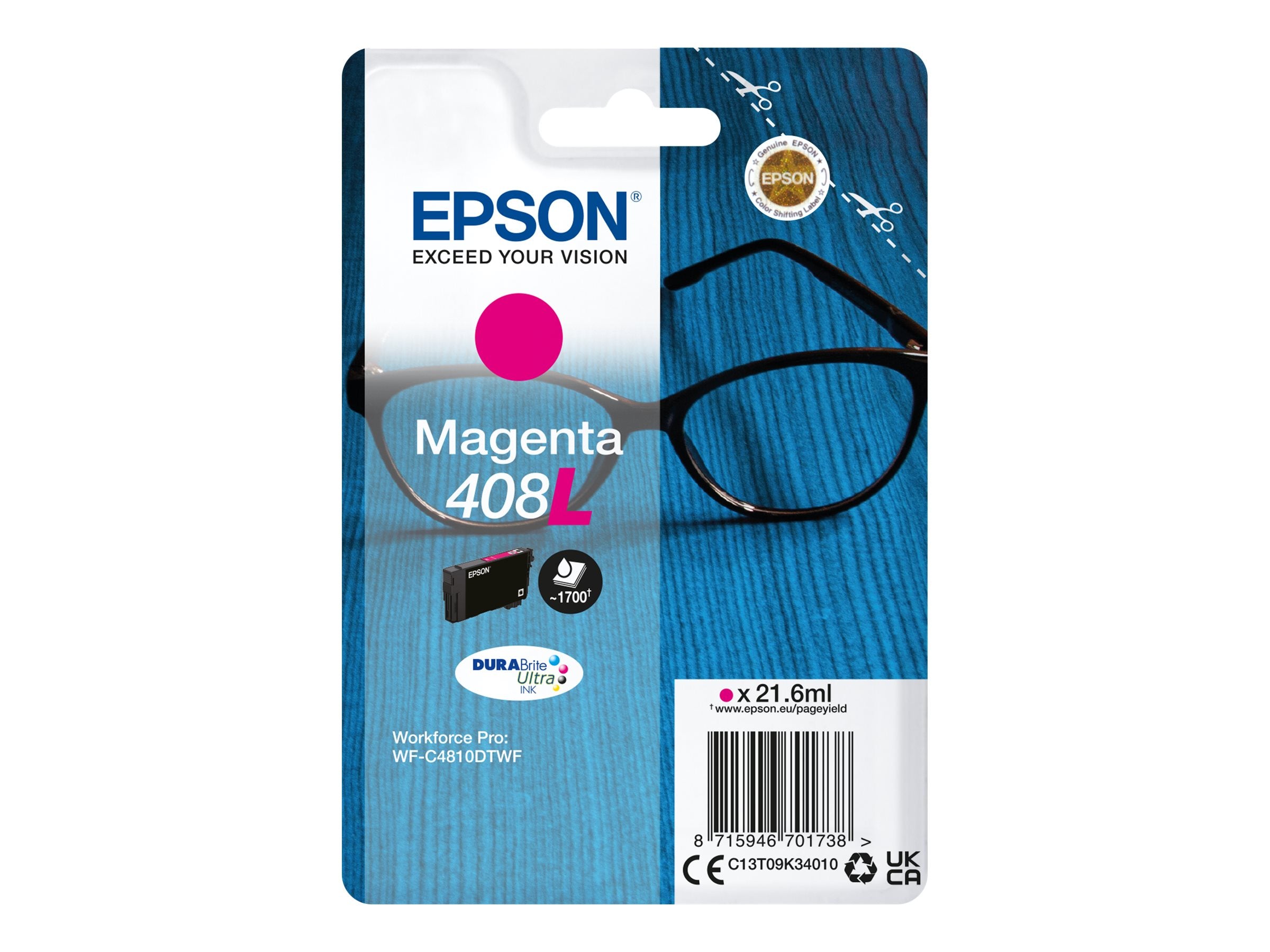 EPSON 2LB Singlepack Magenta 408L DURABrite Ultra Ink Vorderansicht
