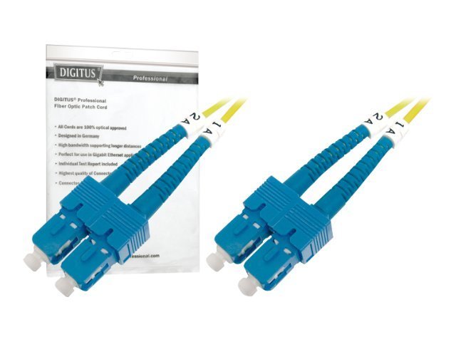 DIGITUS LWL Patchkabel SC zu SC OS2 Singlemode 09/125 m Duplex, Vorderansicht