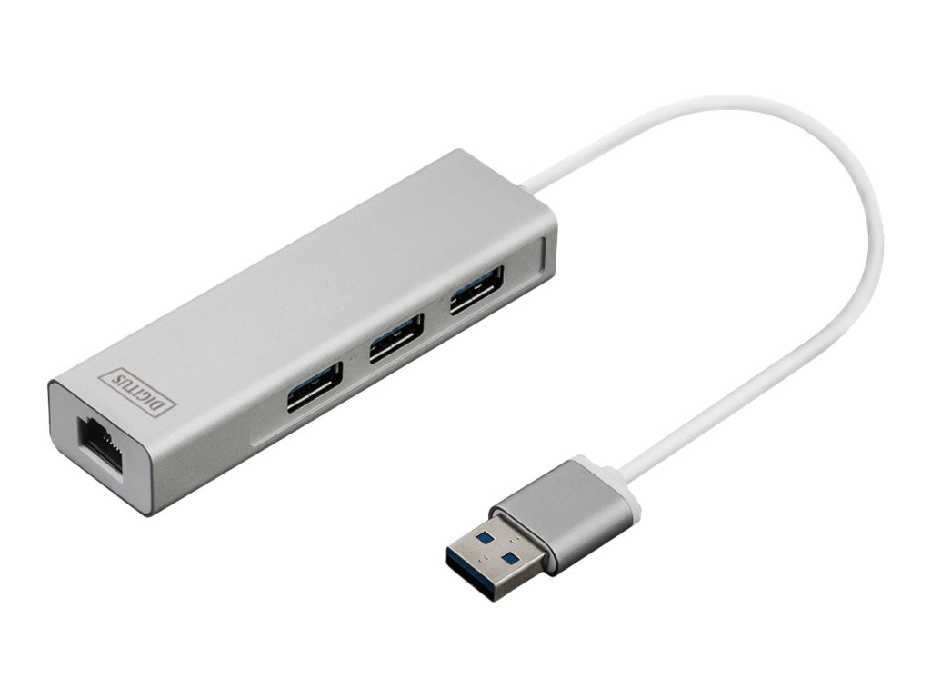 DIGITUS USB3.0 3-Port HUB & GLAN Adapter Vorderansicht