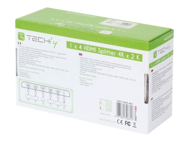 TECHLY HDMI Splitter 4K UHD 3D 4-Port Detailansicht