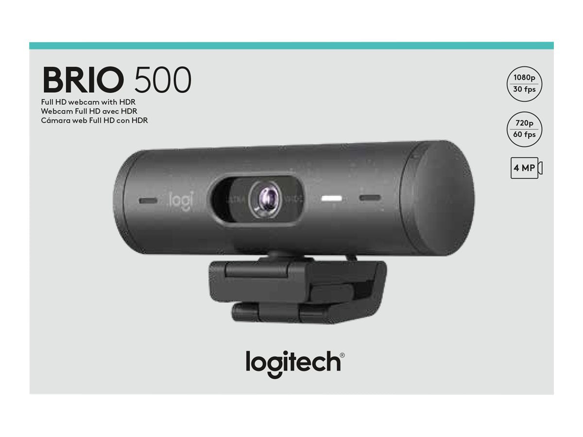LOGITECH BRIO 500 Webcam colour 1920 x 1080 720p 1080p audio USB-C