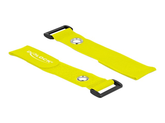 DELOCK Klett-Kabelbinder mit Schlaufe und Befestigungsöse L 280 x B 38mm gelb 3 Stück