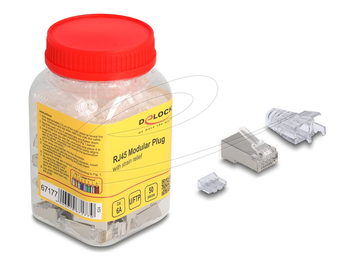 DELOCK RJ45 modularer Stecker Cat.6A Vorderansicht