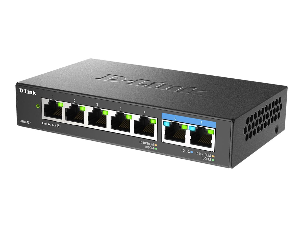 D-LINK DMS-107/E 7-Port Multi-Gigabit Switch Vorderansicht