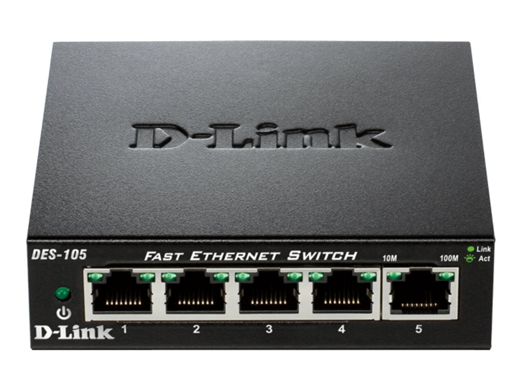 D-LINK DES-105 5-Port Layer2 Fast Ethernet Switch Rückansicht