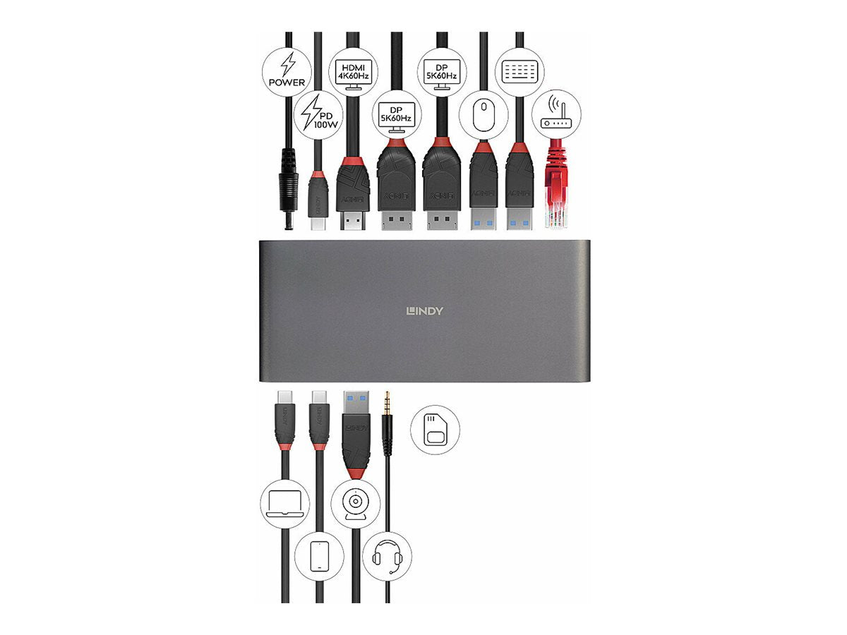 LINDY USB 3.2 Typ C Laptop Docking Station Detailansicht