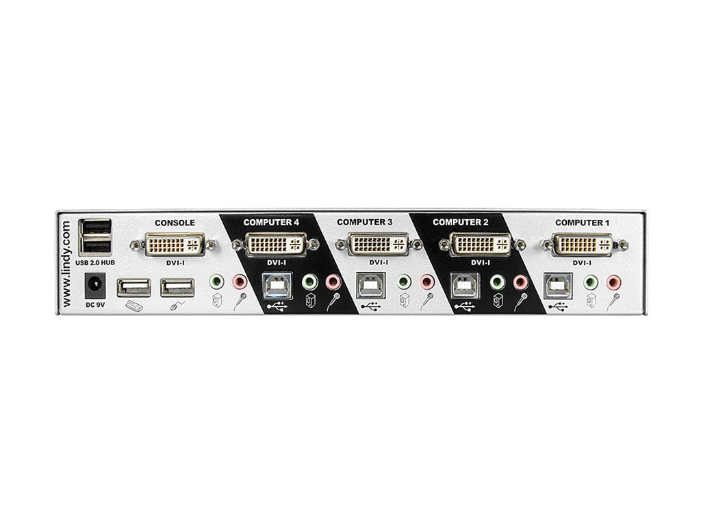 LINDY 4 Port DVI-I Single Link USB 2.0 und Audio KVM Switch Pro - Vorderansicht