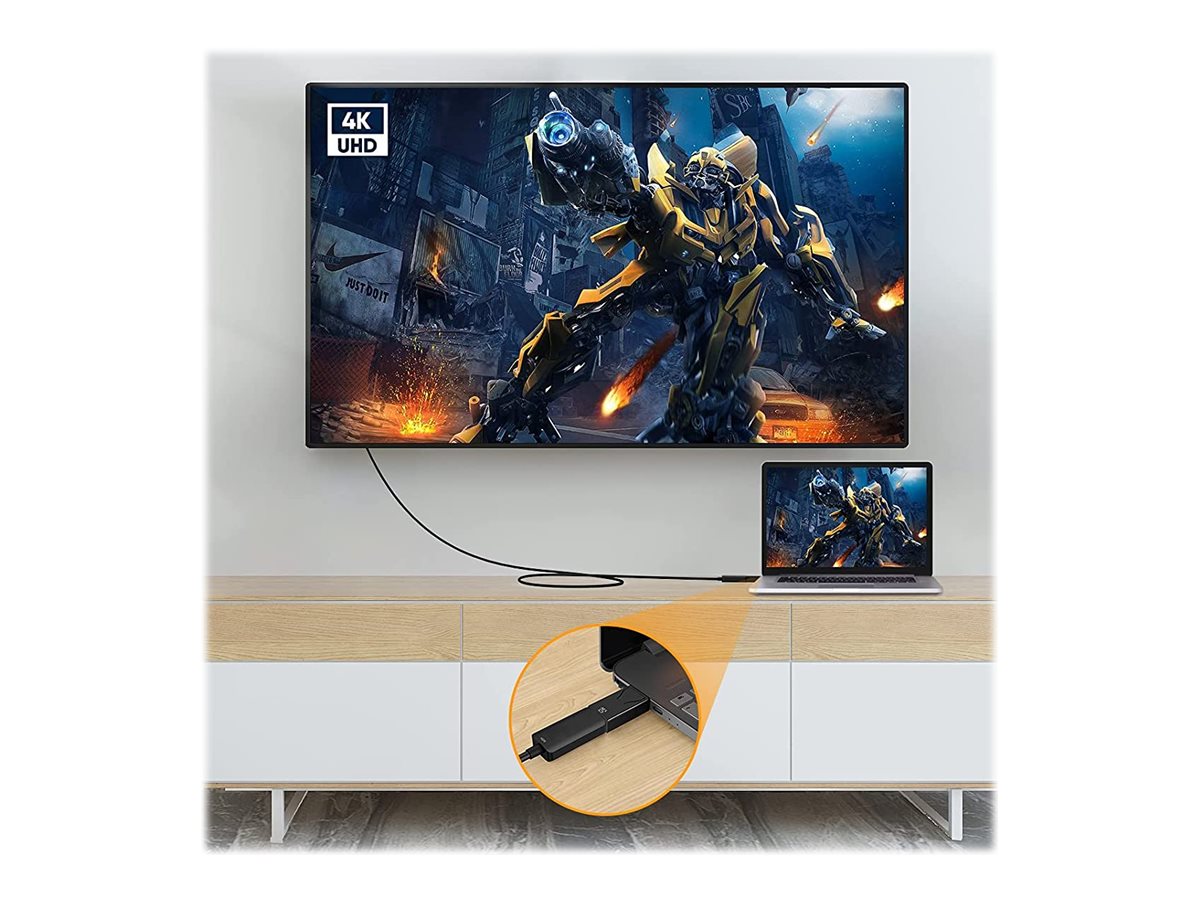 TECHLY Adapter DisplayPort 1.2 Schwarz auf HDMI 4K 60Hz Konverter - Vorderansicht