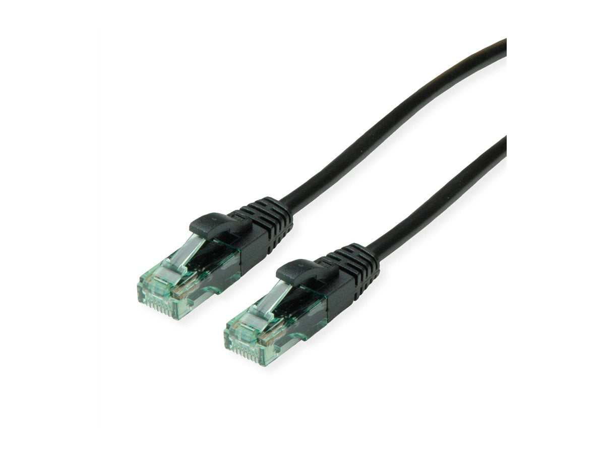 ROLINE RM Patchkabel Kat.6A UTP schwarz 0,3m Vorderansicht