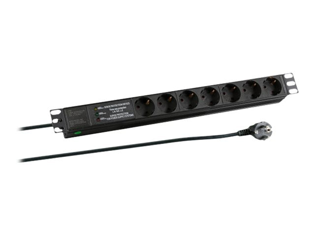 EFB 48,26cm 19Zoll 1HE Steckdosenleiste 7fach Vorderansicht