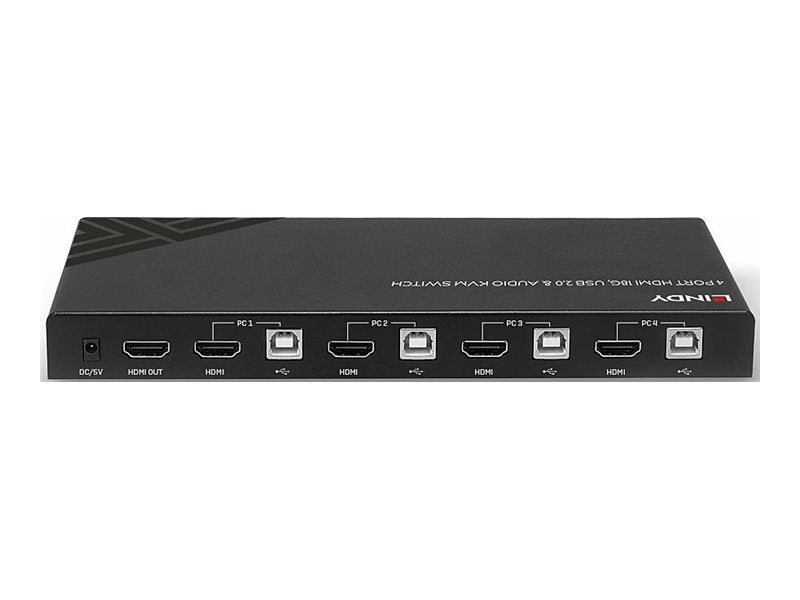 LINDY 4 Port HDMI 18G USB 2.0 & Audio KVM Switch Verpackung