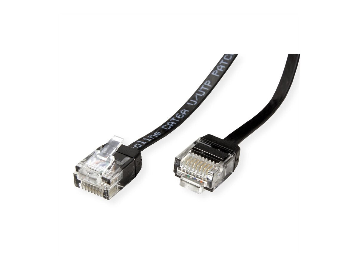 ROLINE UTP Patchkabel Kat.6A Class EA extra-flach schwarz 2m - Detailansicht