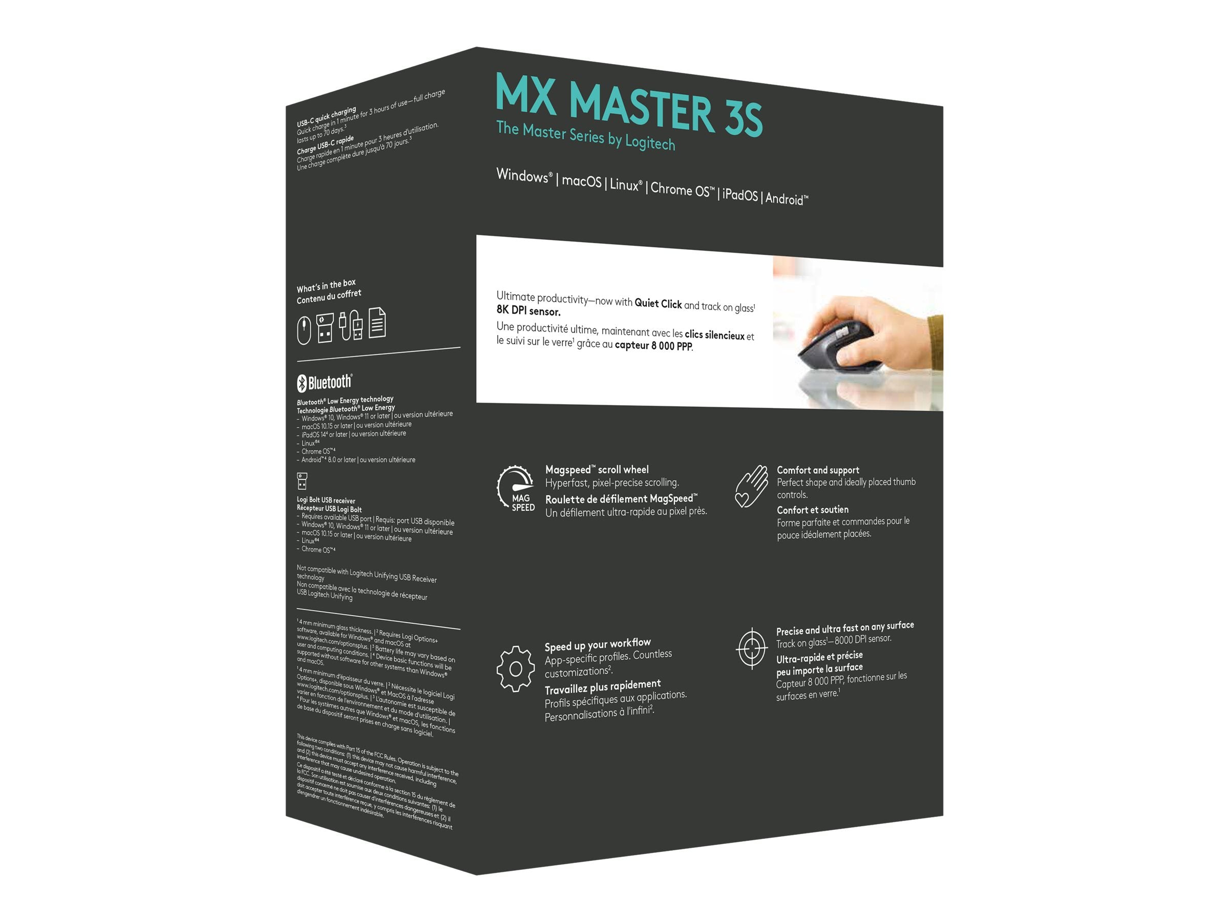 LOGITECH MX Master 3S Performance Wireless Mouse Graphite - Vorderansicht