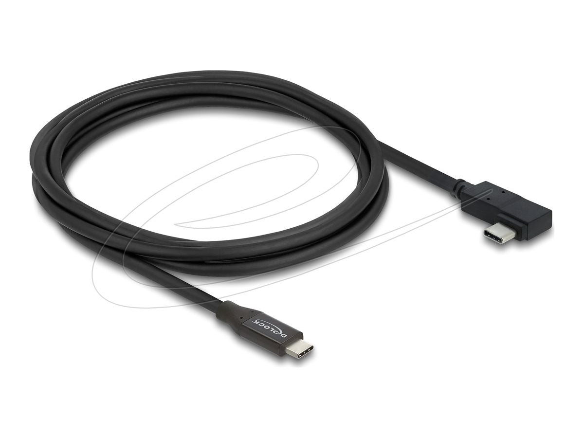 DELOCK Koaxiales USB 40 Gbps Kabel gewinkelt links / rechts USB PD 3.1 240 W 2m - Vorderansicht