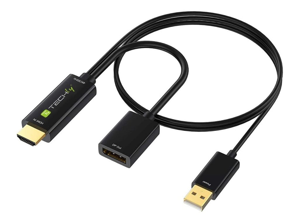 TECHLY Adapter HDMI M auf DisplayPort F + USB-A M 4K 60Hz Vorderansicht