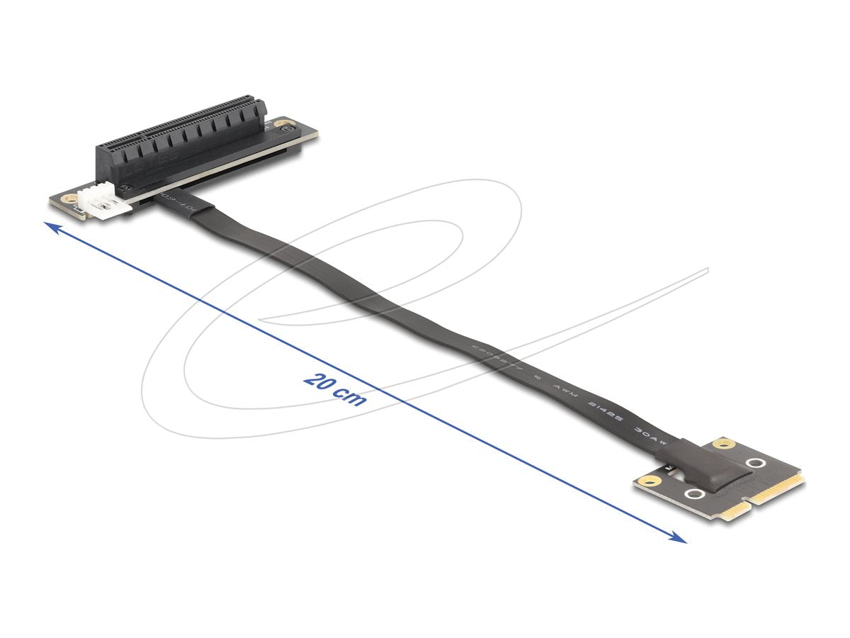 DELOCK Adapter Mini PCIe Stecker zu PCIe 3.0 x8 Slot 90 gewinkelt mit Kabel 20cm - Vorderansicht
