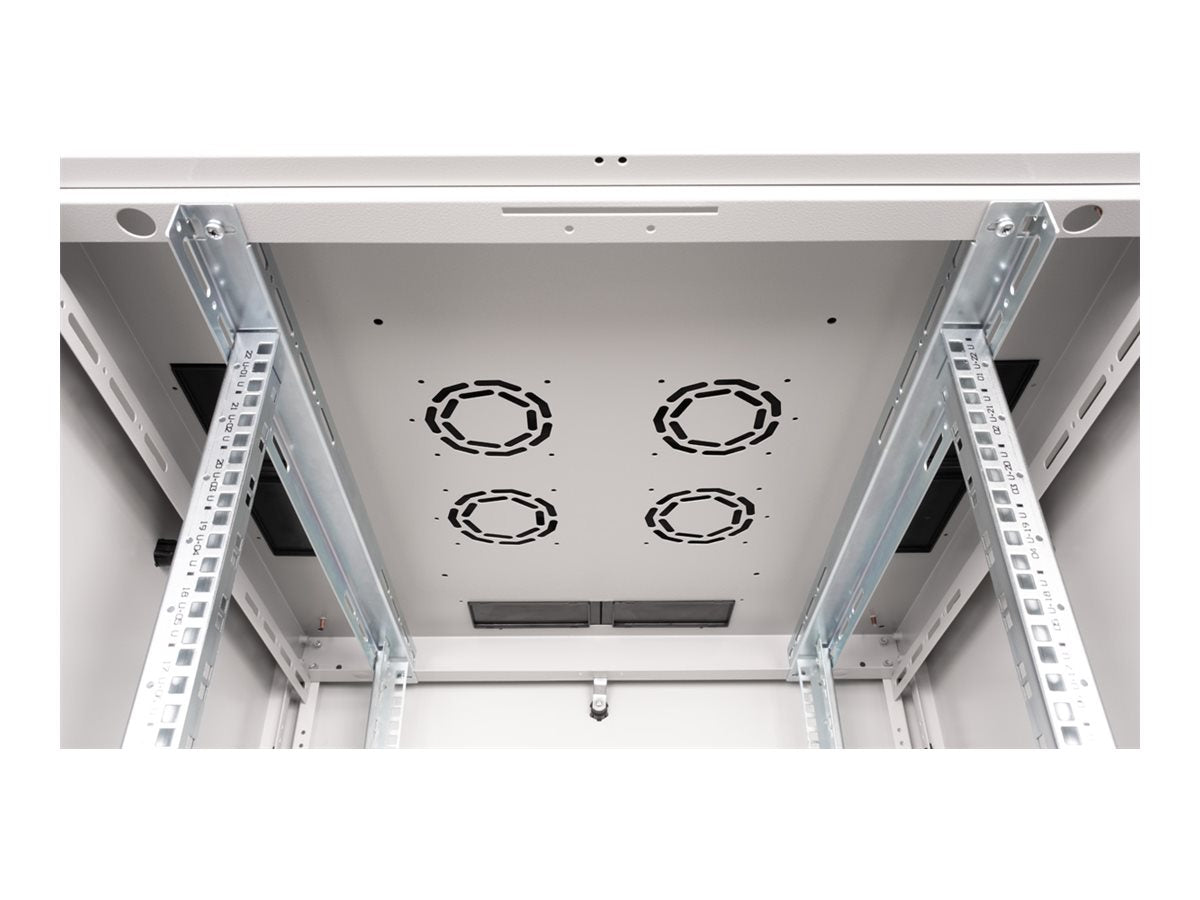 ROLINE Netzwerkschrank Basic 48,26cm 19Zoll 22 HE 800x800 BxT Glastür grau - Vorderansicht