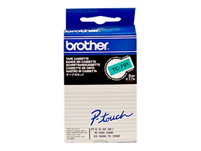 BROTHER P-Touch TC-791 schwarz auf grün 9mm Detailansicht
