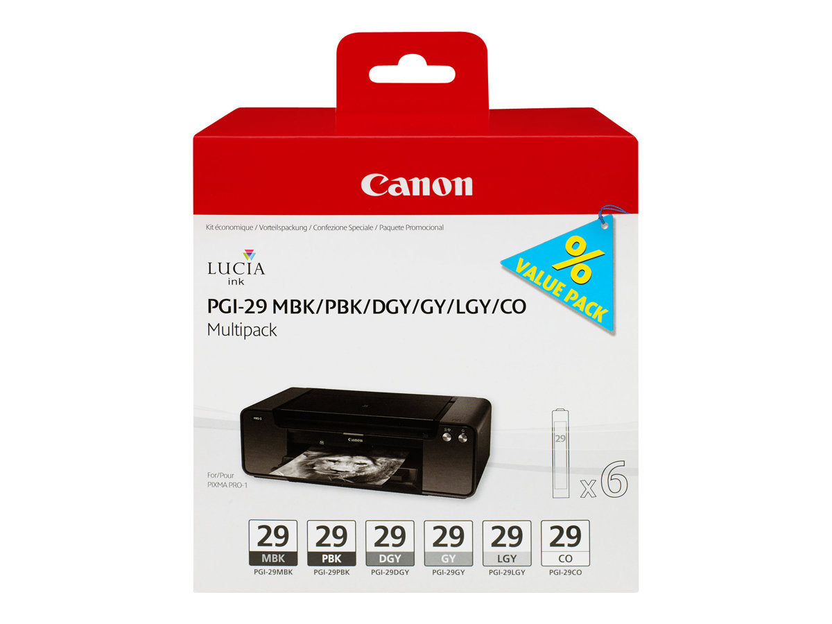 CANON PGI-29 Tinte schwarz und fünf Farben Multipack Vorderansicht
