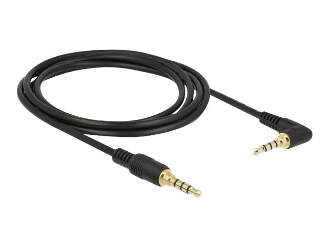 DELOCK Klinkenkabel 3,5 mm 4 Pin Stecker gewinkelt 2 m schwarz - Vorderansicht