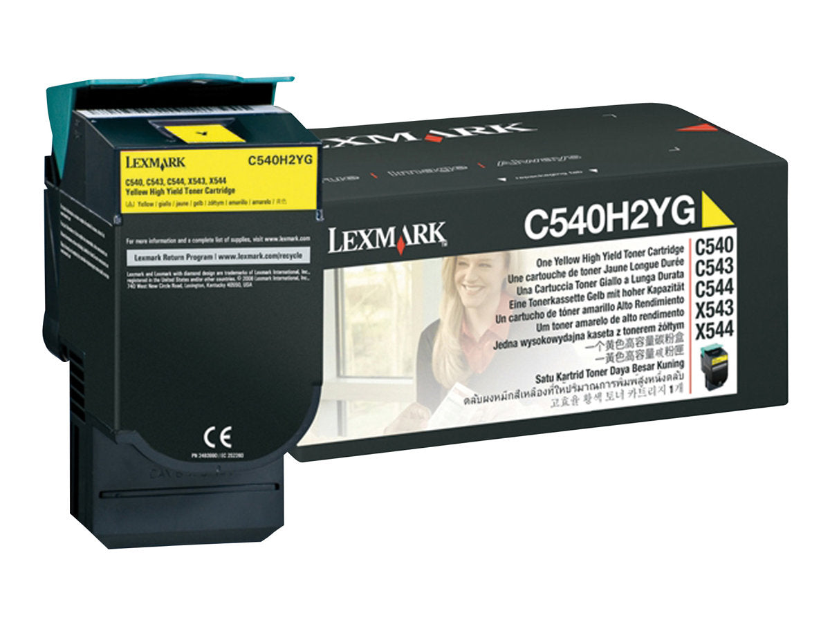 LEXMARK C540, C543, C544, X543, X544 Toner gelb hohe Kapazität Vorderansicht