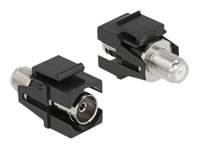 DELOCK Keystone Modul IEC Buchse zu F Buchse schwarz - Vorderansicht