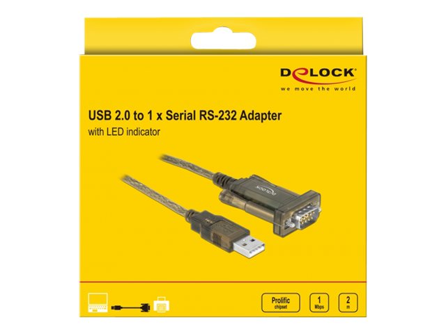 DELOCK Adapter USB 2.0 Typ-A > 1 x Seriell DB9 RS-232 - Detailansicht