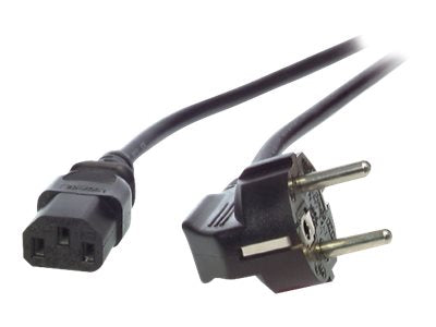 EFB Netzleitung Netzkabel Schutzkontakt 90Grad auf C13 180Grad 3 Meter Schwarz 3x1.00mm - Vorderansicht