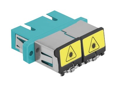DELOCK LWL Kupplung mit Laserschutzklappe SC Duplex Buchse zu SC Duplex Buchse Multimode aqua