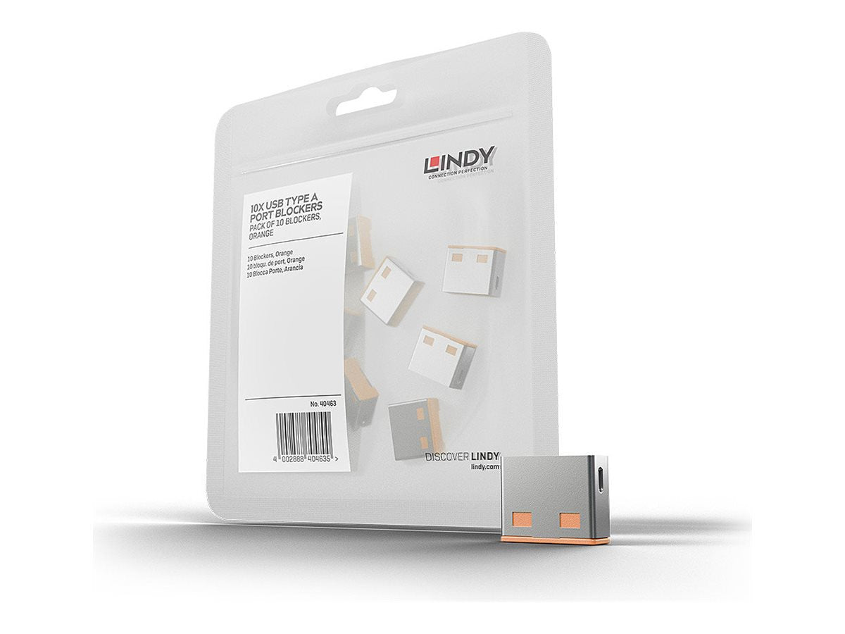 LINDY 10 USB Portschloesser ORANGE Verpackung