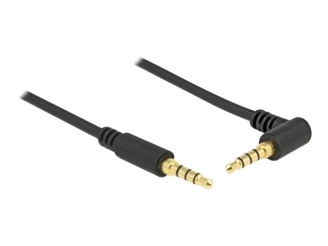 DELOCK Klinkenkabel 3,5 mm 4 Pin Stecker gewinkelt 1 m schwarz - Verpackung