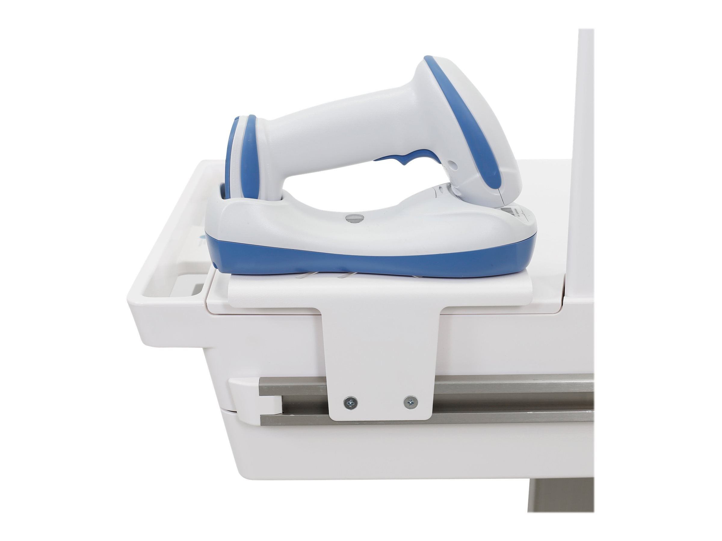 Vorderansicht des ERGOTRON T-Slot Scanner und Drucker Halters