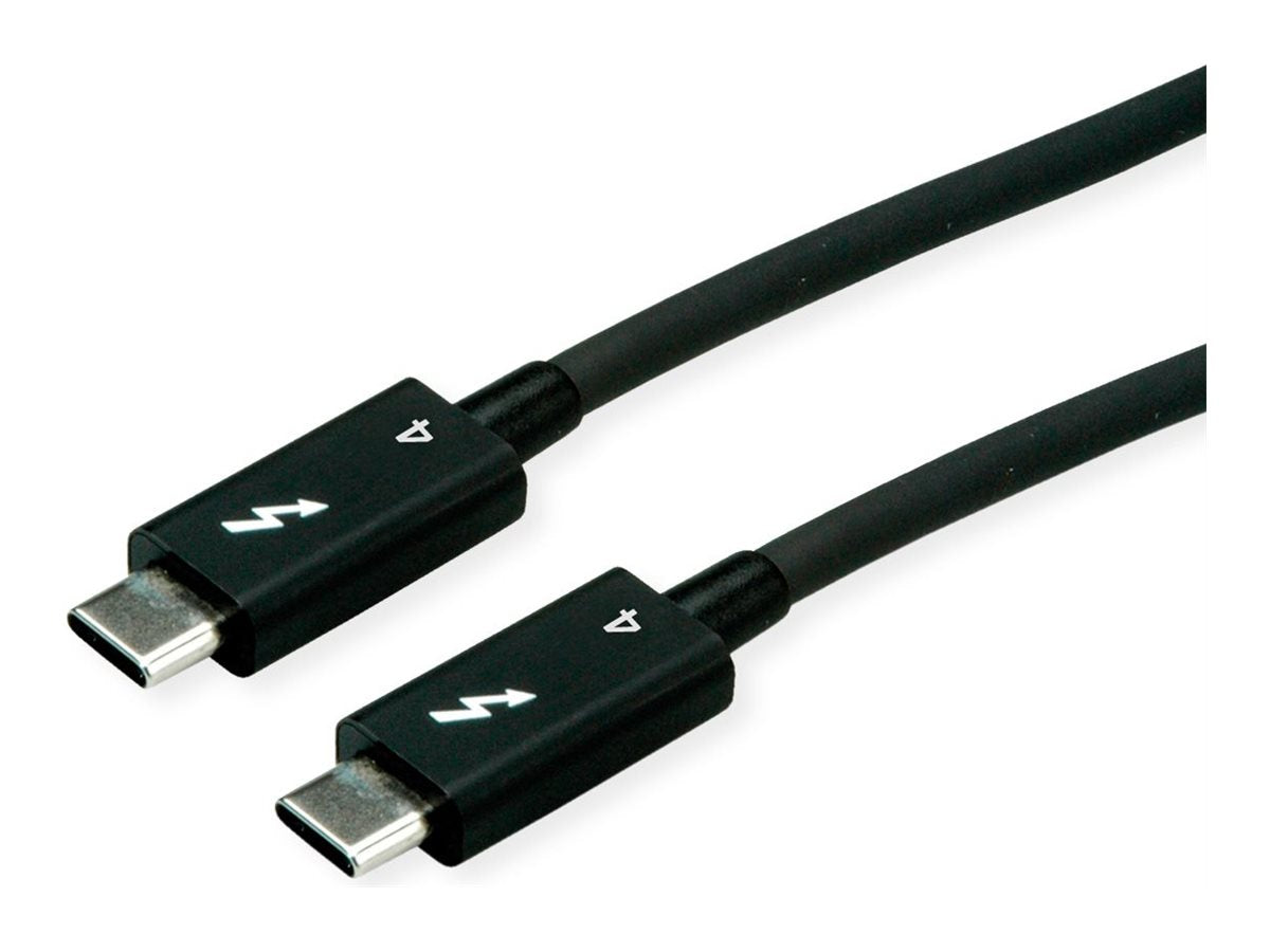 ROLINE Thunderbolt 4 Kabel C-C ST/ST 40Gbit/s 100W passiv schwarz 0,5m - Vorderansicht