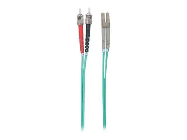 INTELLINET LWL Kabel LC/ST OM3 1m aqua 50/125um Duplex Multimode - Vorderansicht