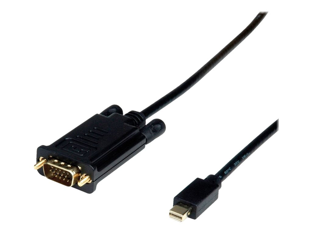 VALUE Kabel Mini DisplayPort - VGA Mini DP ST - VGA ST schwarz 1,5m - Vorderansicht