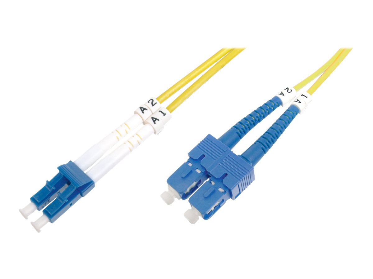 DIGITUS LWL Patchkabel LC/SC 09/125um Singelmode Duplex Halogenfrei gelb 2m - Anschlussansicht