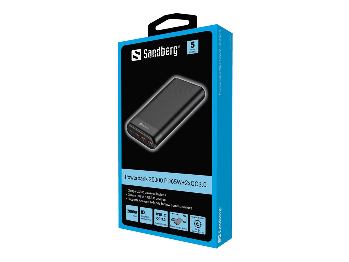 SANDBERG Powerbank 20000 USB-C PD65W Detailansicht