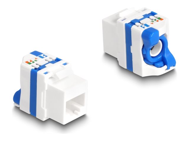 DELOCK Keystone Modul RJ45 Buchse zu LSA Cat.6A werkzeugfrei mit blauen Drehverschluss