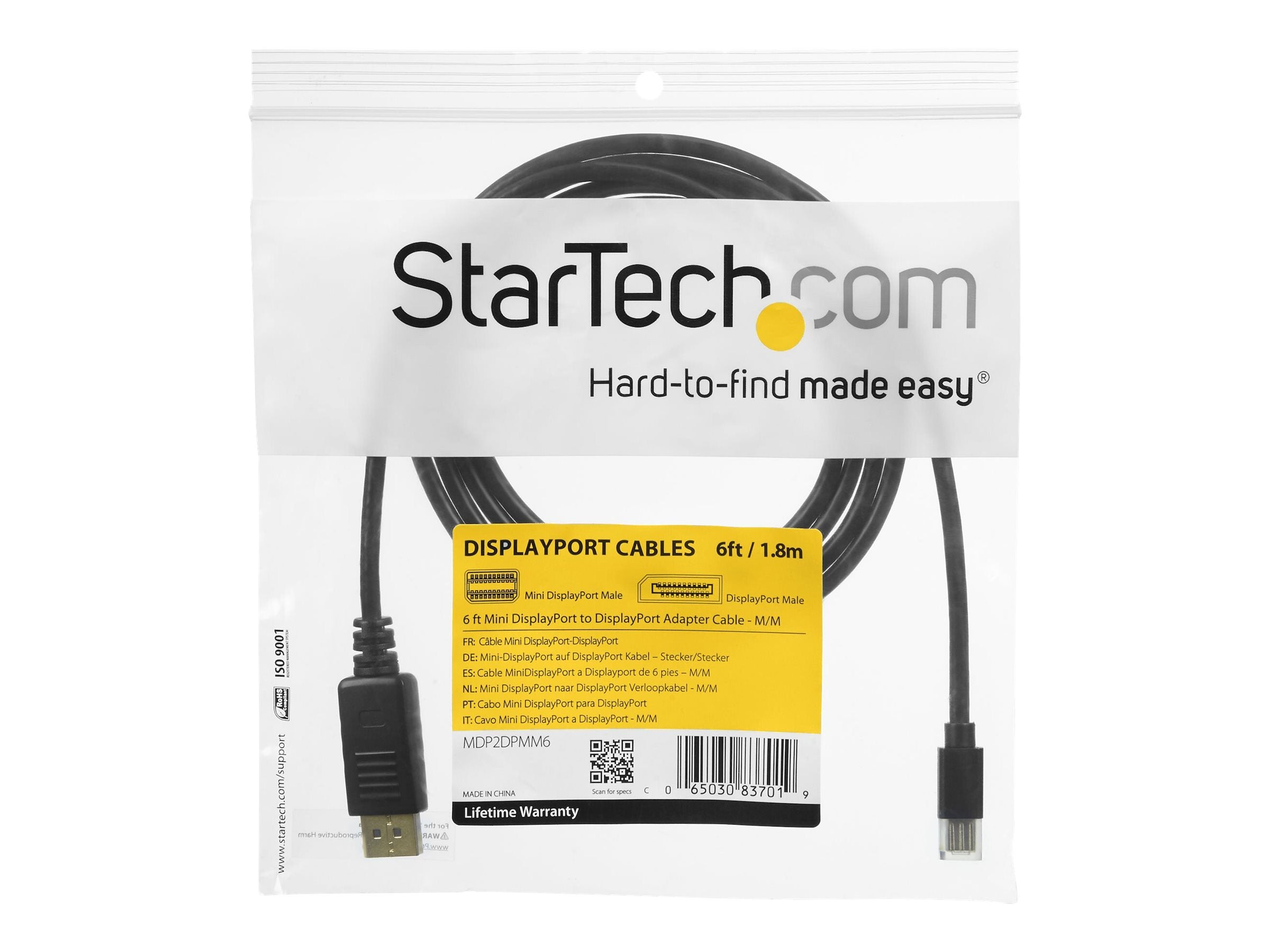 STARTECH.COM Mini DisplayPort to DisplayPort Adapterkabel Vorderansicht