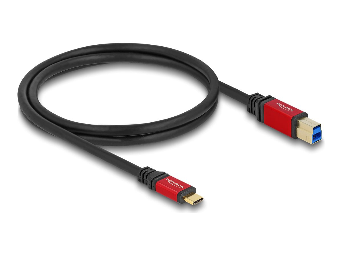 DELOCK USB 5 Gbps Kabel USB Type-C Stecker zu USB Typ-B Stecker 1m rot Metall - Vorderansicht